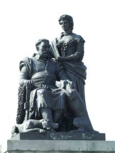 an III Sobieski i Marysieńka na pomniku w Wilanowie.