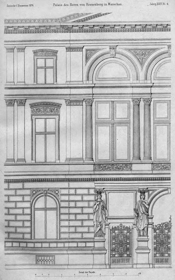 Detal fasady budynku od strony ulicy Mazowieckiej