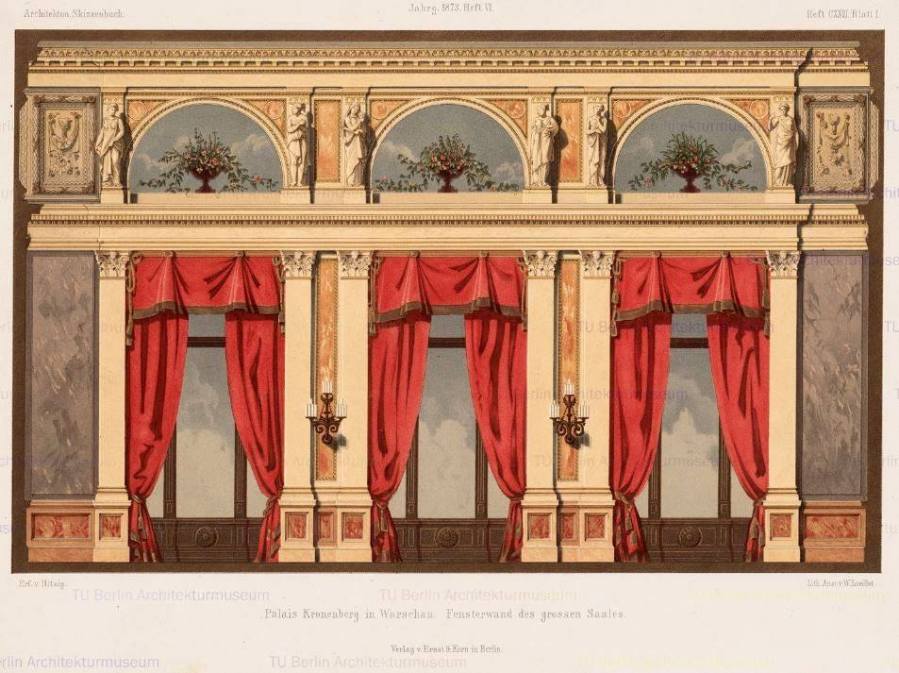 Widok na salę balową znajdującą się na I piętrze w trakcie przednim budynku — w: Warszawa