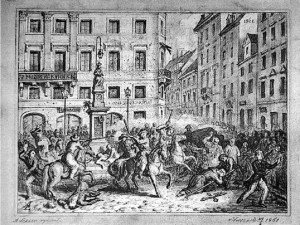 Starcie z rosyjskimi oddziałami pod figurą Matki Boskiej Passawskiej na Krakowskim Przedmieściu.