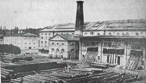 Dziedziniec Młyna Parowego. Lata sześćdziesiąte XIX wieku.