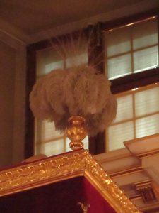 Tron królewski w Sali Senatorskiej Zamku Królewskiego. Jeden z pióropuszy.