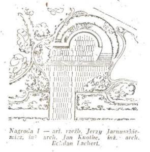 Szkic pomnika mauzoleum w Parku Ujazdowskim.