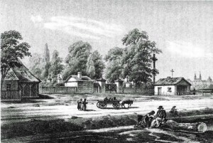 Wejście na cmentarz na Kamionku (połowa XIX w.)